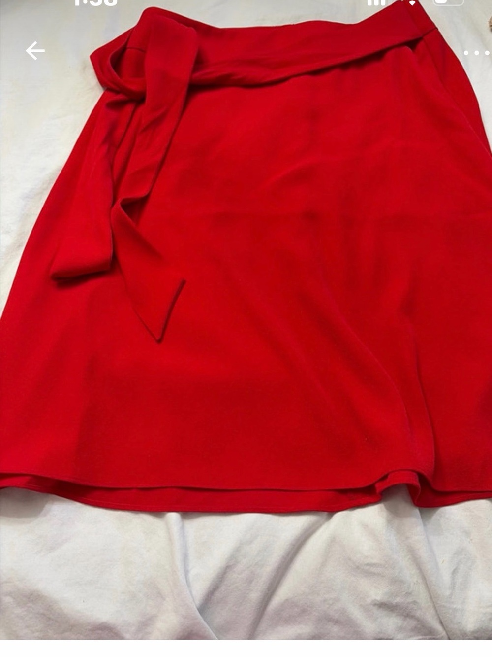 Ann Taylor Red Midi Skirt with Side Tie